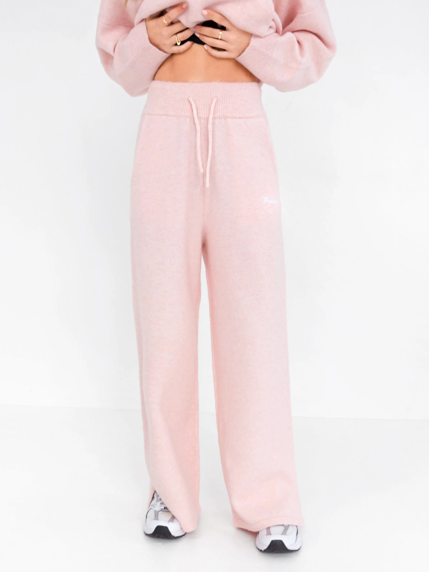 Knitted Wide Leg Sweatpants - Marshmallow Pink 7 Knitted Wide Leg Sweatpants - Marshmallow Pink - Image 5