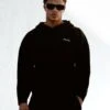 Relaxed Knitted Hoodie - Black
