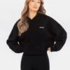 Oversized Knitted Hoodie - Black -Blakely 6067Black 03LEADD