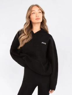 Oversized Knitted Hoodie - Black -Blakely 6067Black 06D