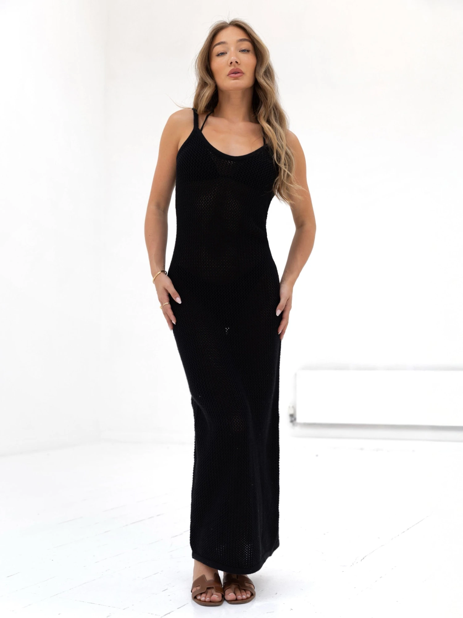 Crochet Maxi Dress - Black 3 Crochet Maxi Dress - Black