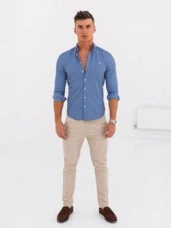 Dallas Long Sleeve Shirt - Denim Blue -Blakely A250DENIMBLUE05D