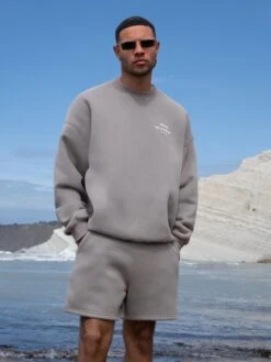 Italia Relaxed Jogger Shorts - Stone Grey -Blakely Brand2 03D