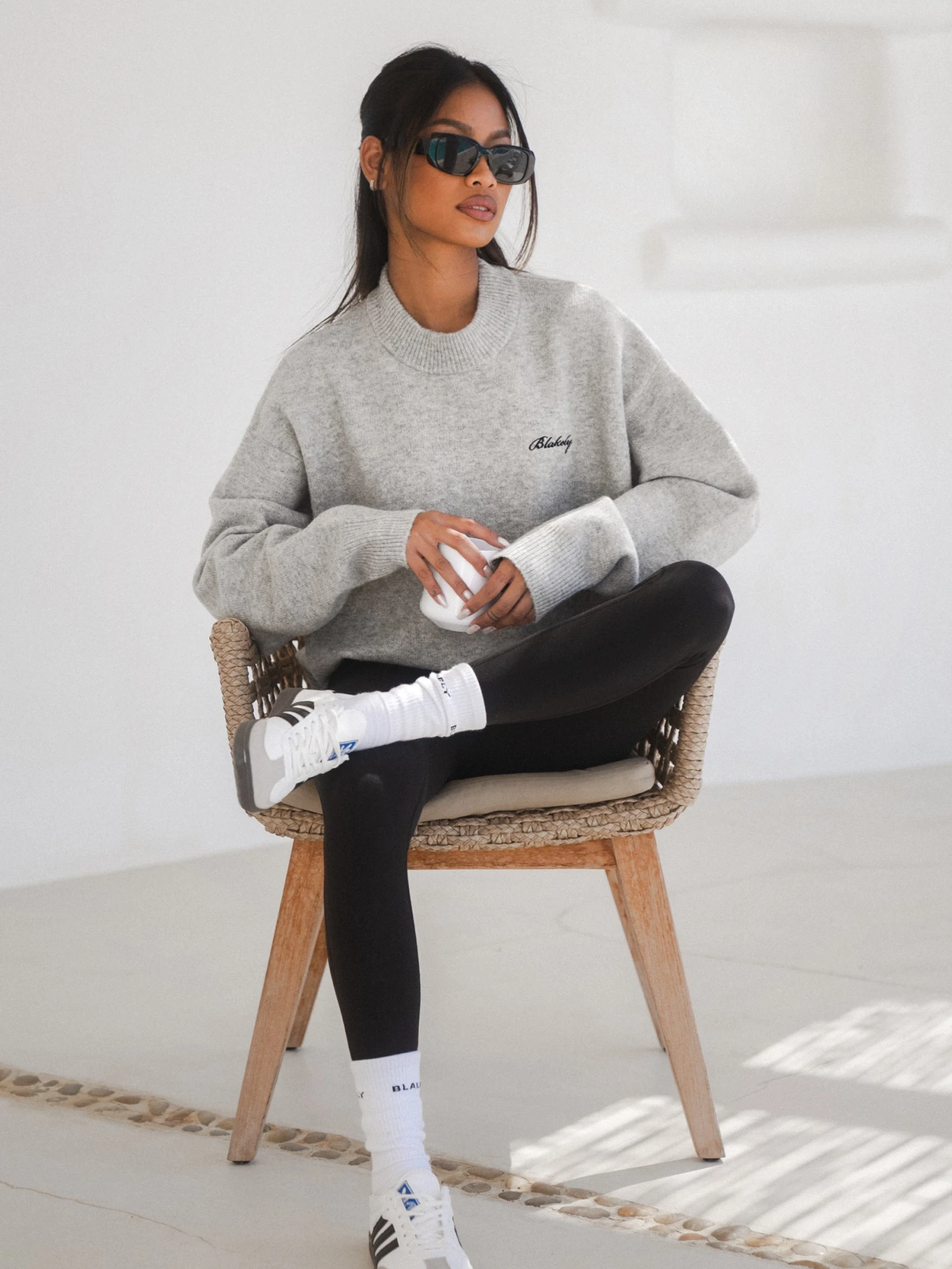 Oversized Knitted Jumper - Marl Grey 6 Oversized Knitted Jumper - Marl Grey - Image 4