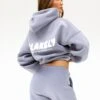 Cloud Print Oversized Hoodie - Pale Lilac