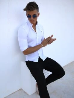 Caspian Fitted Stretch Shirt - White -Blakely Caspian1