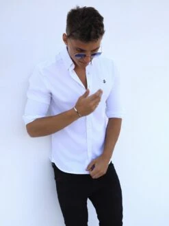 Caspian Fitted Stretch Shirt - White -Blakely Caspian1D