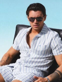 Assisi Stripe Shirt - Blue -Blakely Frame109