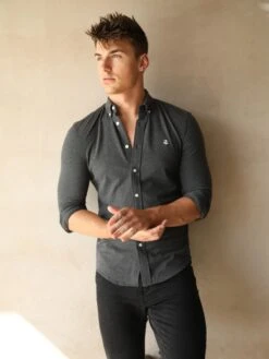 Arlo Soft Stretch Shirt - Charcoal -Blakely Frame61