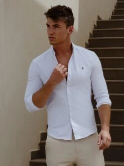 Caspian Fitted Stretch Shirt - White -Blakely Frame69