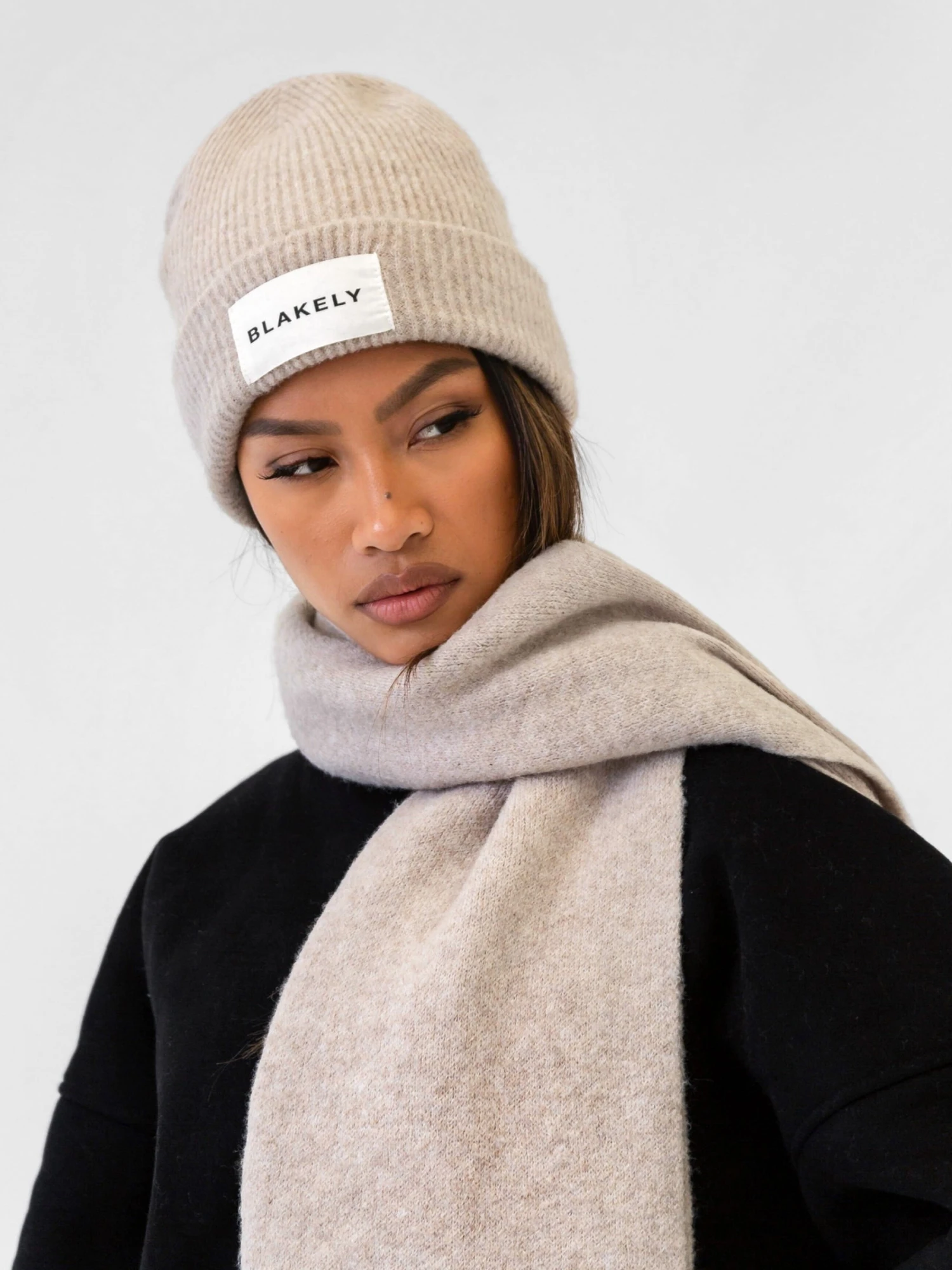 Label Knit Beanie - Toasted Taupe 6 Label Knit Beanie - Toasted Taupe - Image 4