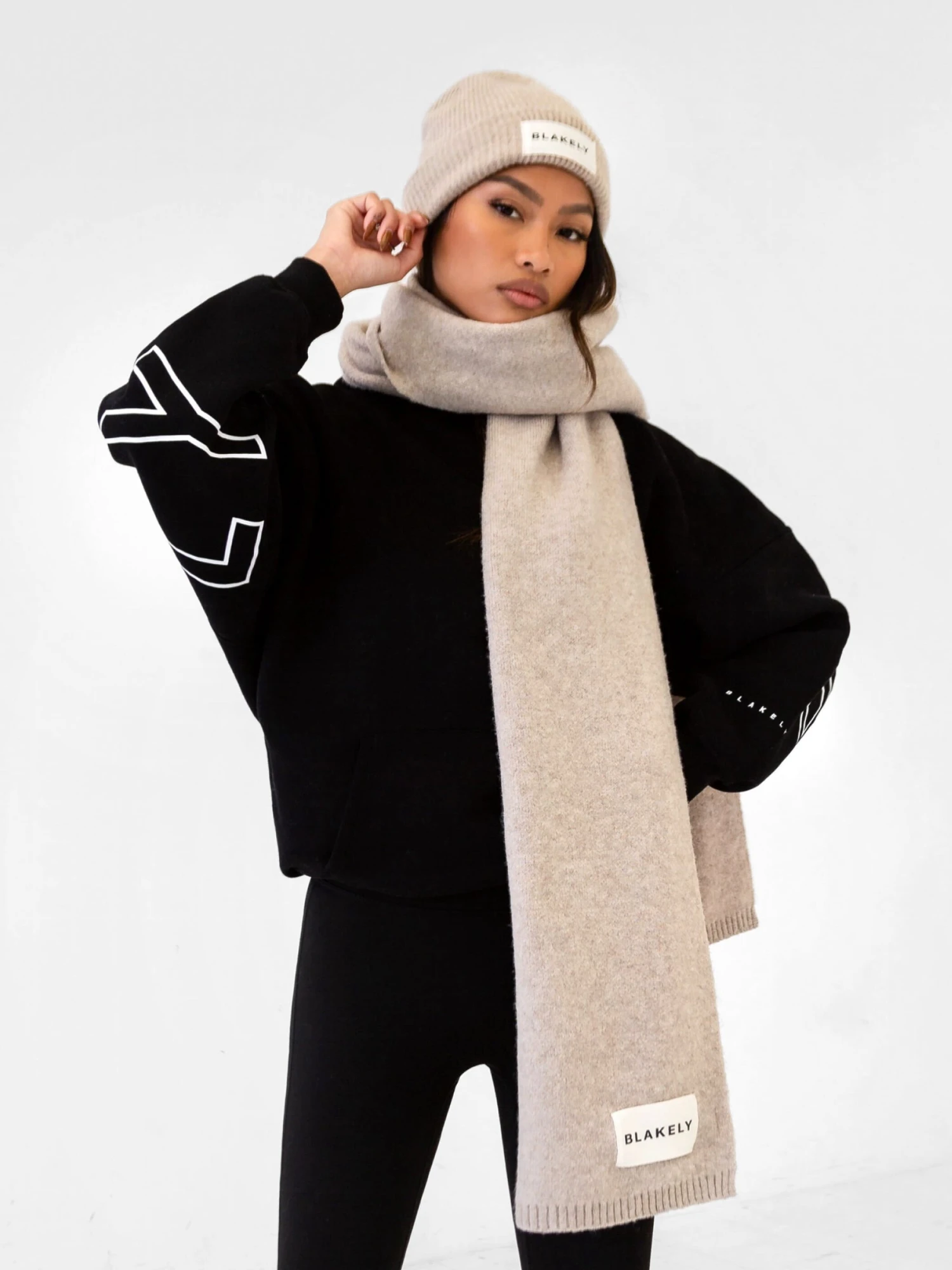 Label Knit Beanie - Toasted Taupe 5 Label Knit Beanie - Toasted Taupe - Image 3