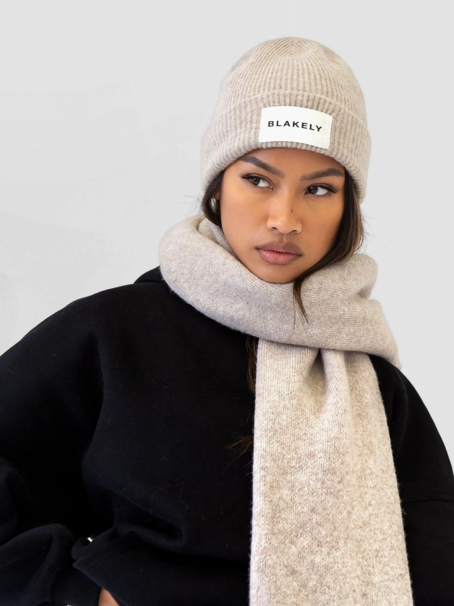 Label Knit Beanie - Toasted Taupe 3 Label Knit Beanie - Toasted Taupe