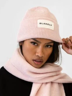 Label Knit Beanie - Marshmallow Pink 7 Label Knit Beanie - Marshmallow Pink -Blakely H132PINK 03D
