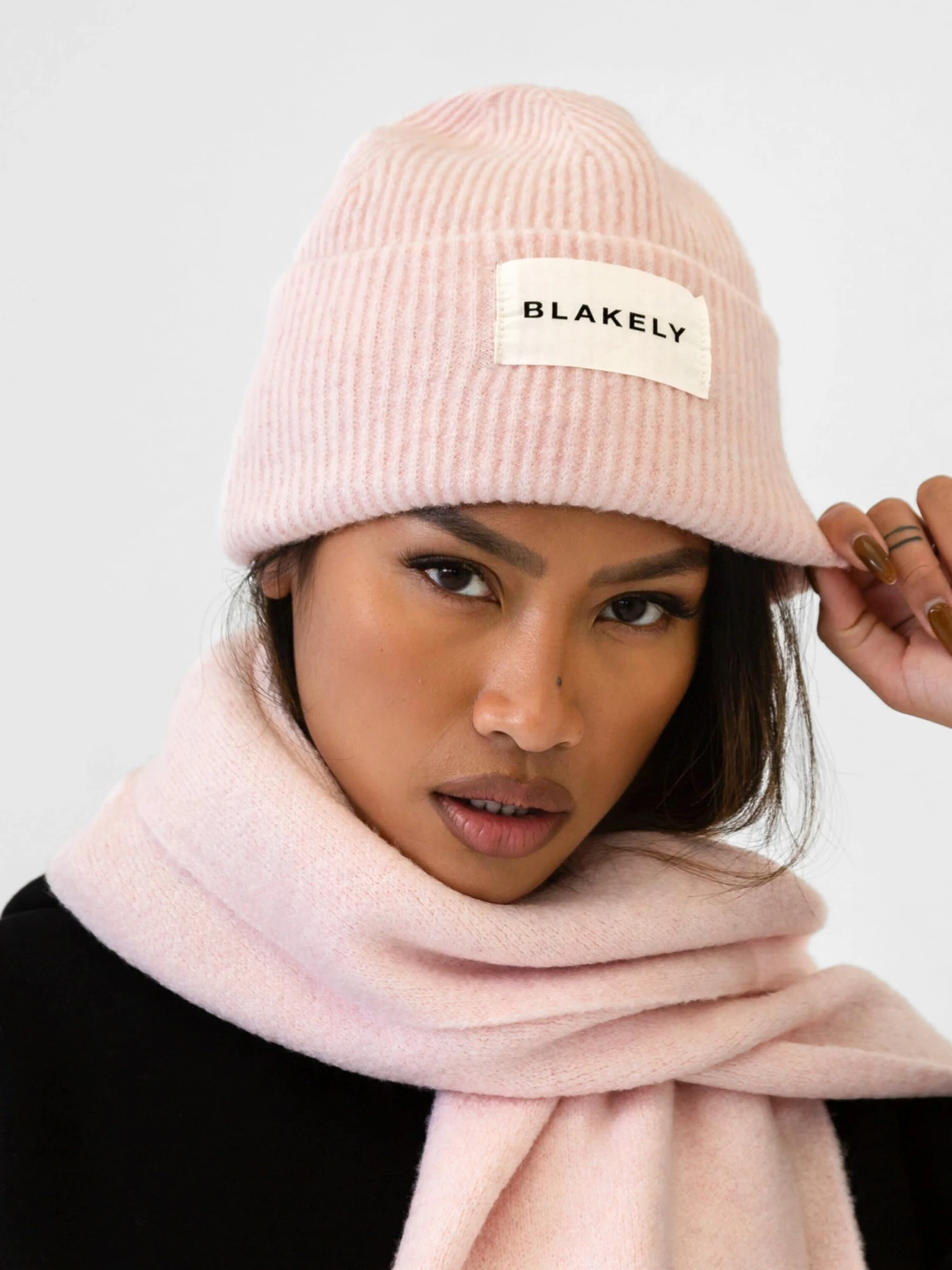 Label Knit Beanie - Marshmallow Pink 4 Label Knit Beanie - Marshmallow Pink - Image 2