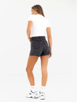 Blakely High Rise Denim Shorts - Washed Black -Blakely J8003BLACK03D