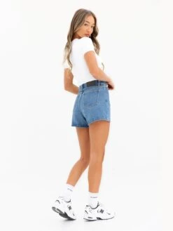 Blakely High Rise Denim Shorts - Mid Blue -Blakely J8003MIDBLUE01D