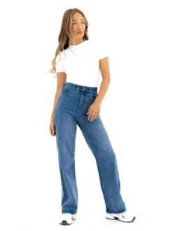 Blakely Wide Leg Jeans - Mid Blue -Blakely J8007MID02D