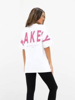 Isabel Oversized T-Shirt - White & Hot Pink