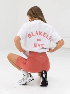 NYC Oversized T-Shirt - White & Sunrise Coral