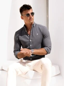 Otto Long Sleeve Shirt - Charcoal 10 Otto Long Sleeve Shirt - Charcoal -Blakely MENSSHIRTSBRANDOTTOD