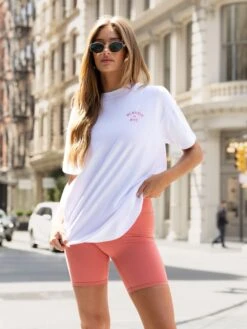 NYC Oversized T-Shirt - White & Sunrise Coral -Blakely NYC86BRANDD 22