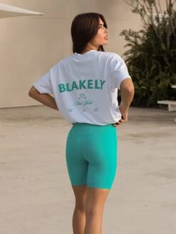 Crest Oversized T-Shirt - White & Aqua -Blakely NYCCRESTBRANDD 31