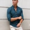 Dallas Long Sleeve Shirt - Dark Teal 1 Dallas Long Sleeve Shirt - Dark Teal -Blakely TEDLONDONBRANDD 1