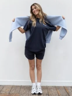 Cloud Print Oversized T-Shirt - True Navy -Blakely bubblebrandD 14