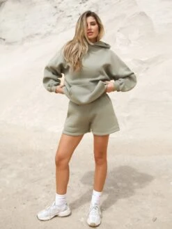 Isabel Hoodie & Jogger Shorts Set - Olive 11 Isabel Hoodie & Jogger Shorts Set - Olive -Blakely isabelshortsD 3