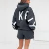 Isabel Hoodie & Jogger Shorts Set - Charcoal
